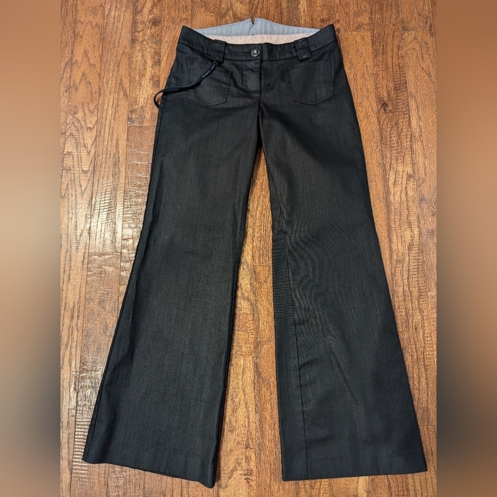 Cop. Copine Black Y2K Pistou Womens Low Rise Pant Wide Leg, Eu Size 40 US 8